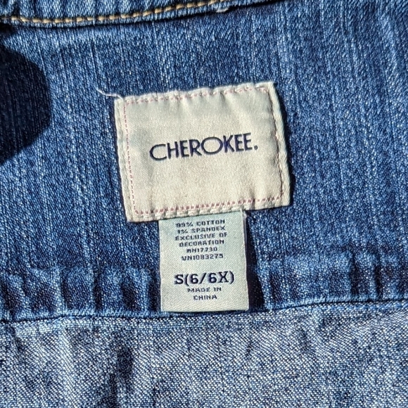 Tattoo Flash Forever Custom Made Denim Jean Jacket in Blue and Cream Size 6 - Picture 7 of 9